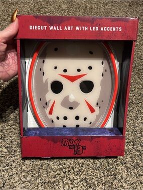 Friday the 13th Diecut LED Wall Art - White and Red Hockey Mask